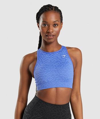 Staniki Sportowe Damskie Gymshark Adapt Animal Seamless Niebieskie | PL 2944RVD